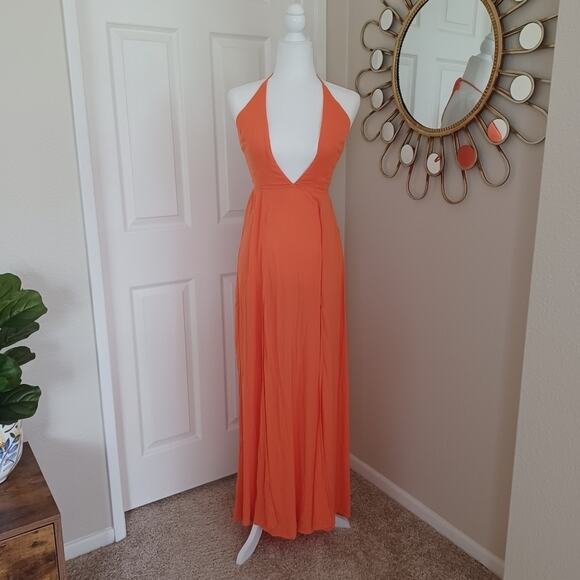 Superdown Ariana Tangerine Halter Maxi Dress XS NWT - Picture 4 of 15